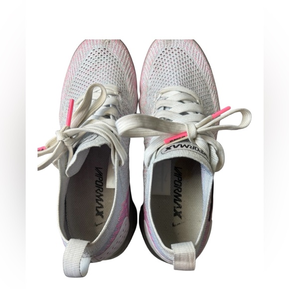 Nike Women's Gray and Pink Flyknit Vapormax Sneakers - Picture 3 of 8